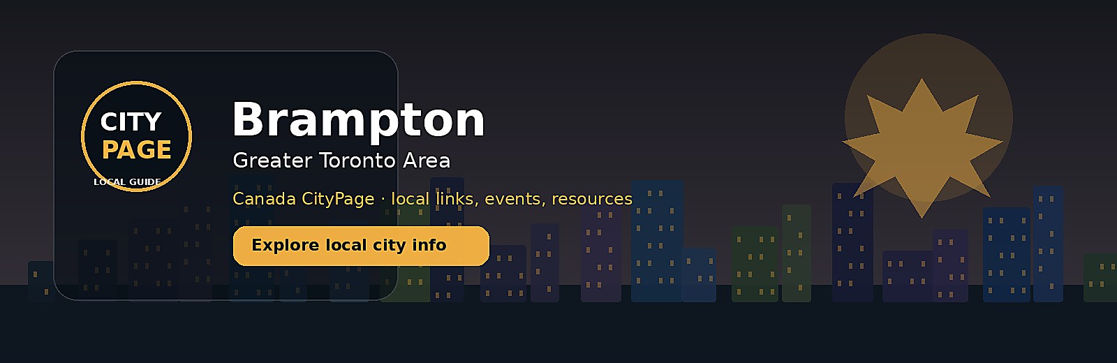 Brampton city-specific skyline and landmark banner for CityPage