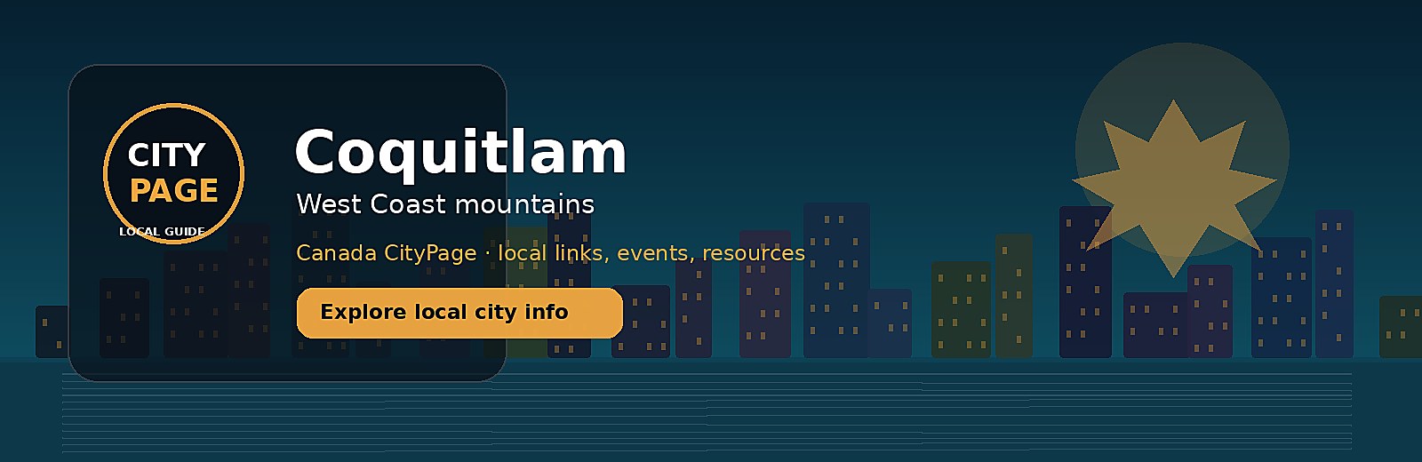 Coquitlam city-specific skyline and landmark banner for CityPage