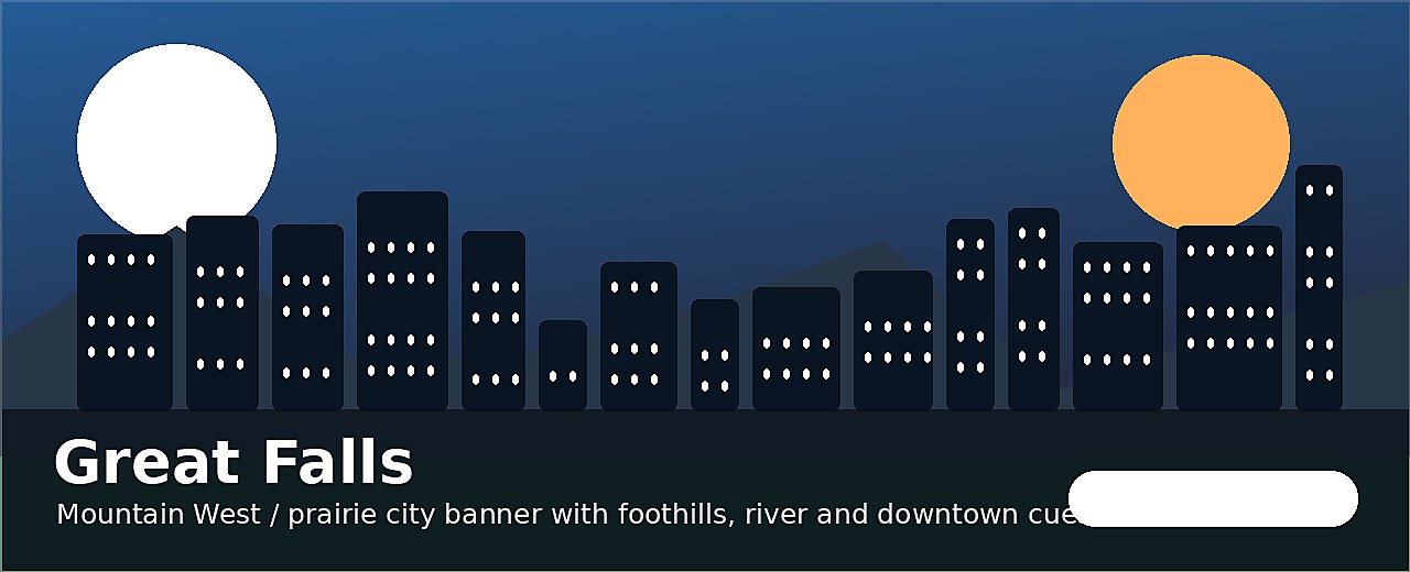 Great Falls city-specific skyline and landmark banner for CityPage