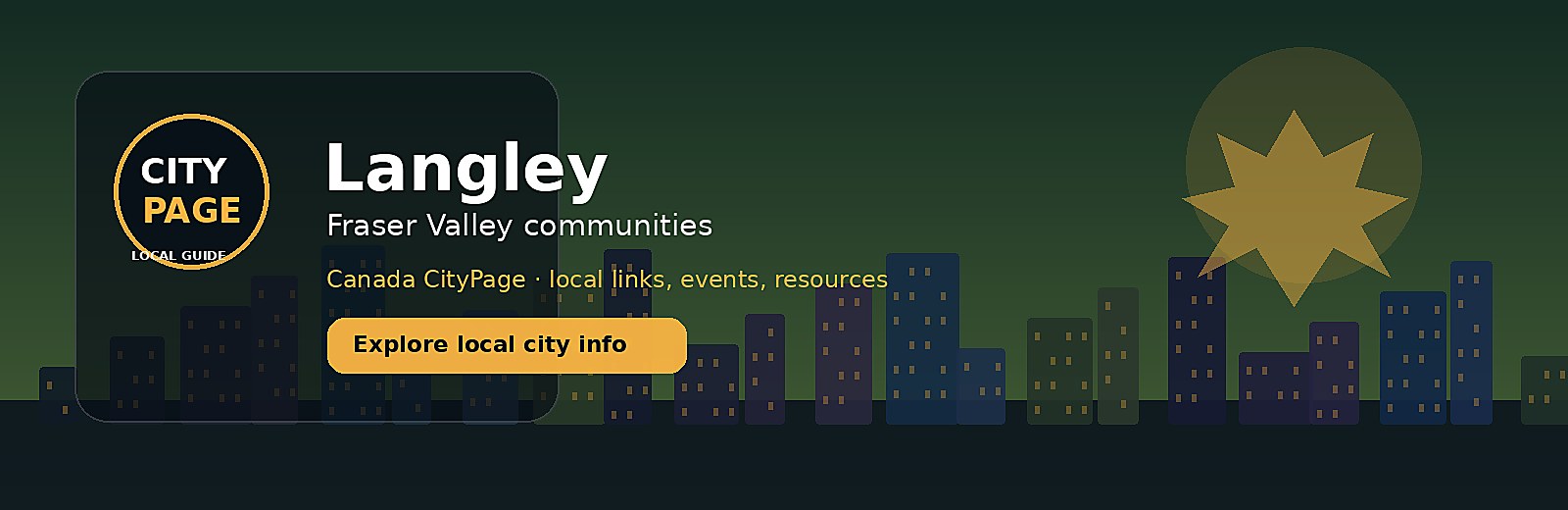 Langley city-specific skyline and landmark banner for CityPage