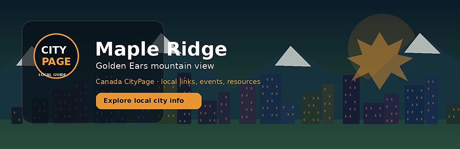 Maple Ridge city-specific skyline and landmark banner for CityPage