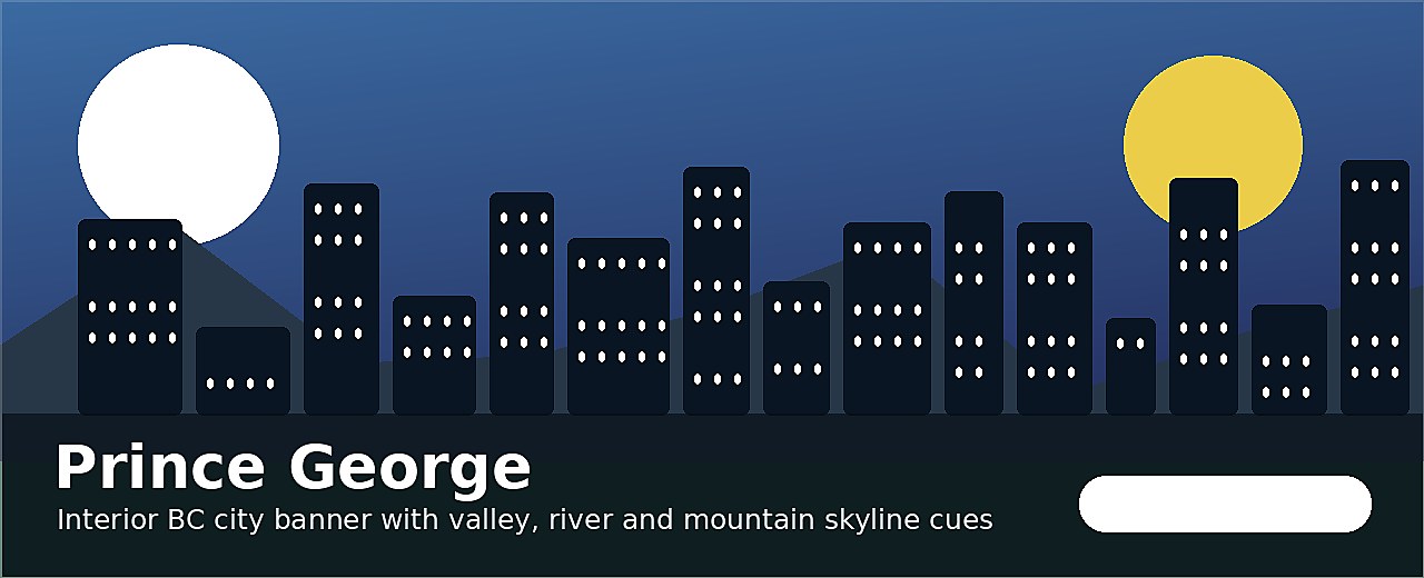 Prince George city-specific skyline and landmark banner for CityPage