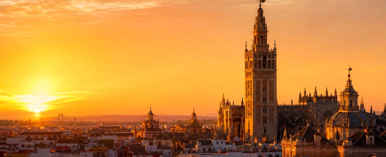 Seville Spain skyline and landmark banner for CityPage